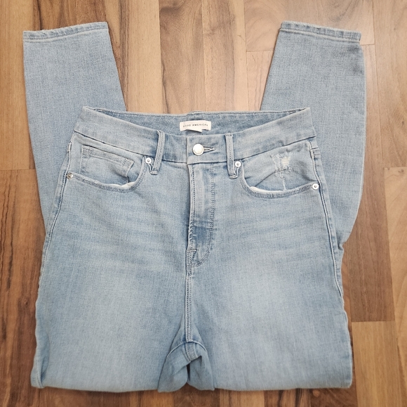 GOOD AMERICAN Good Waist Crop Light Blue Inseam Jeans Sz 8/29. New Witho… - Picture 4 of 9